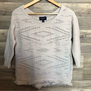 AMERICAN Eagle Boho Fringed 100% Cotton Knit Top Small